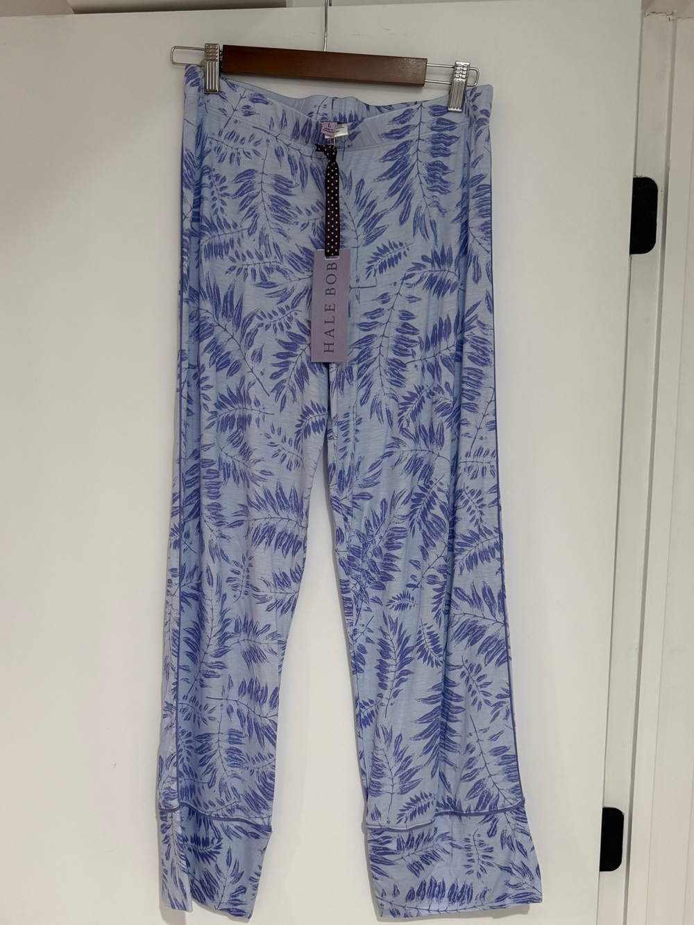 Hale Bob Light Blue Leaf Print Lounge Pants
